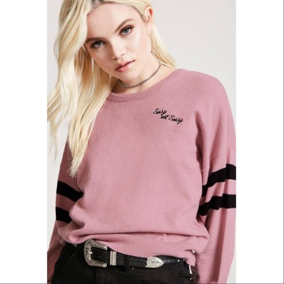 Forever 21 Tops - forever21 varsity stripe sorry sweater